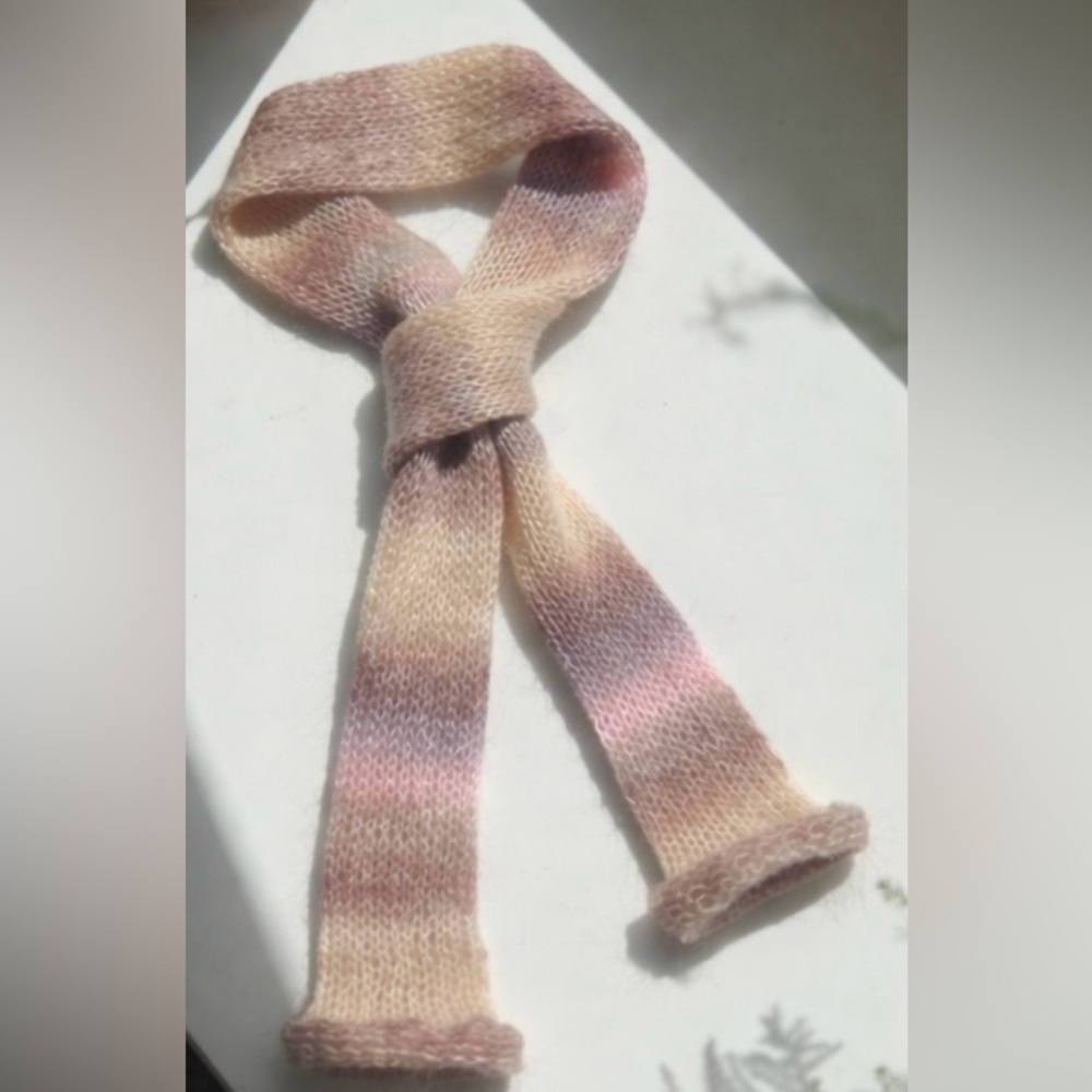 Mohair brown pink skinny scarf